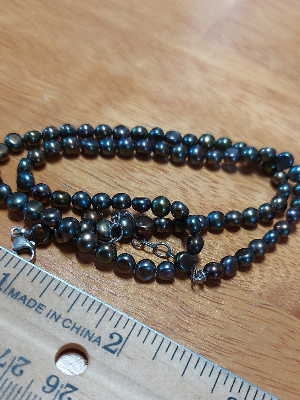 925 Genuine Freshwater Bronze Peacock Pearl Necklace Sterling Silver - Picture 5 of 8
